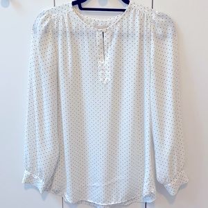 Loft black and white polka dot blouse